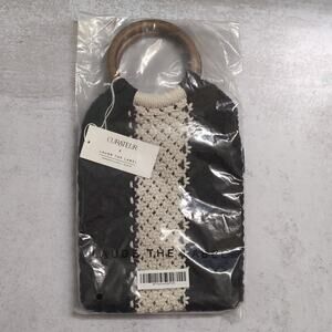 NWT Curateur x Laude The Label Gabby Mini Macrame Bag Wooden Handle Bi-Color